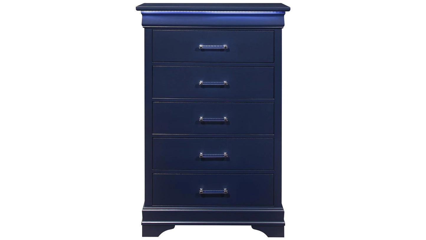Charlie 5-Piece Bedroom Set — Blue with LED Lighting
