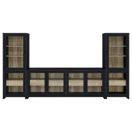 Denison 3-piece Entertainment Center 79-inch TV Stand Black