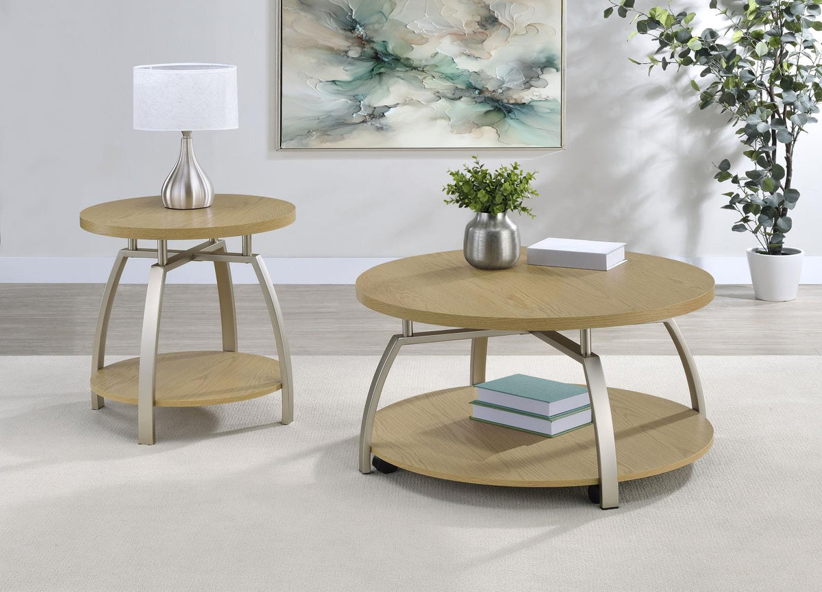Dacre Round Coffee and End Table Set Greige