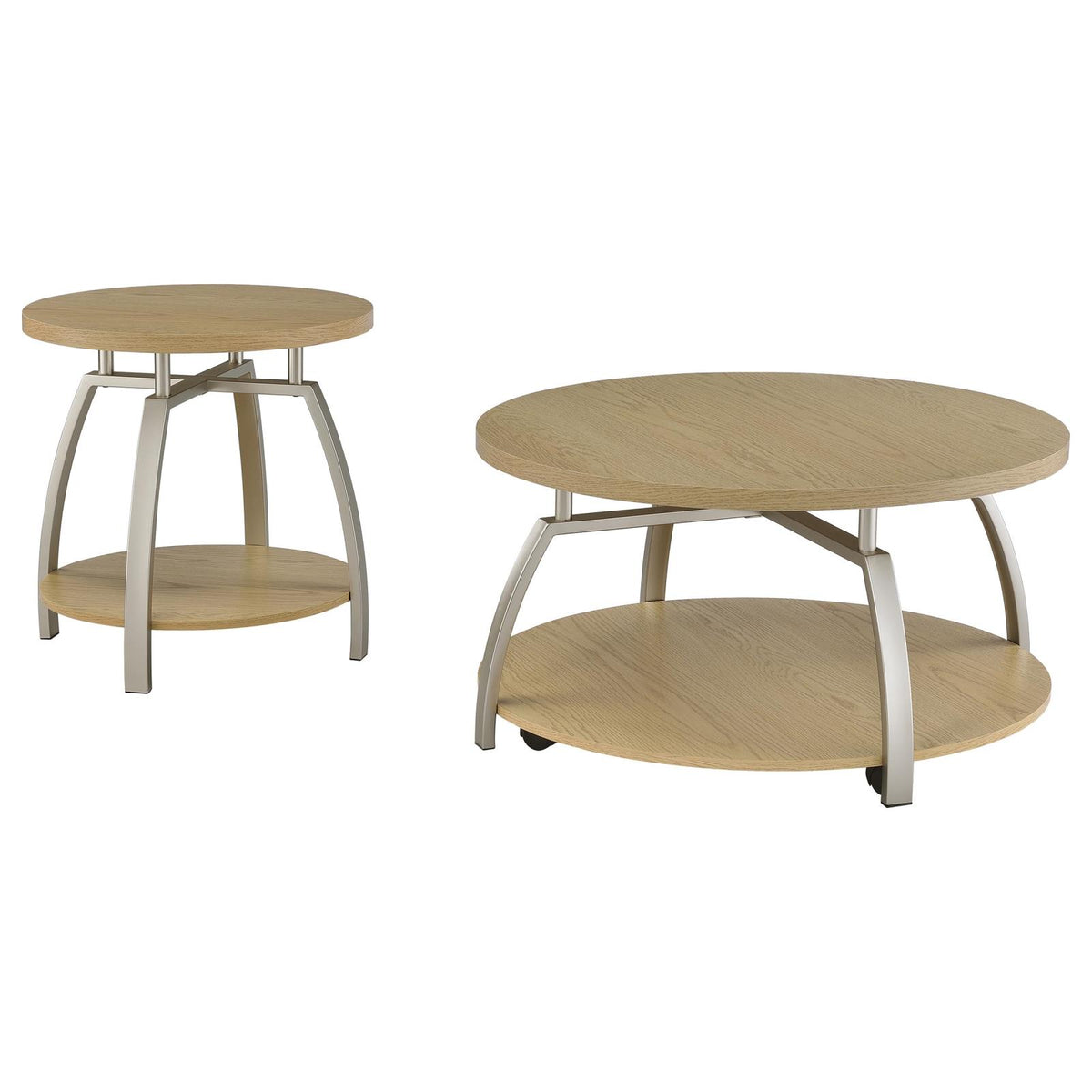 Dacre Round Coffee and End Table Set Greige