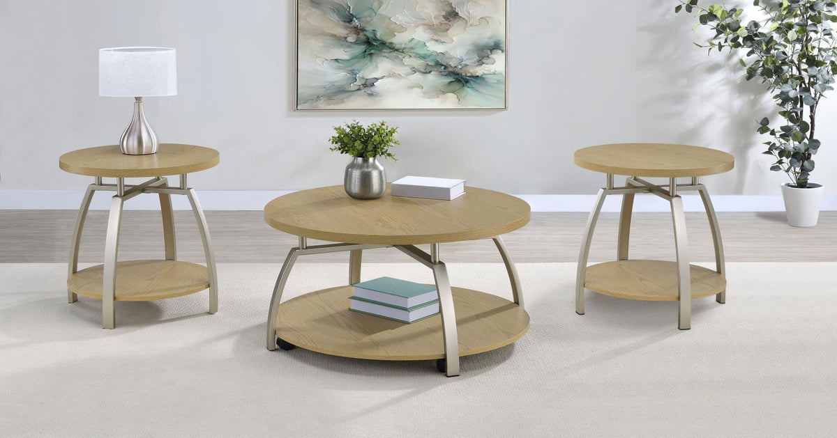 Dacre Round Coffee and End Table Set Greige