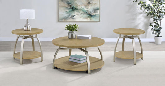 Dacre Round Coffee and End Table Set Greige