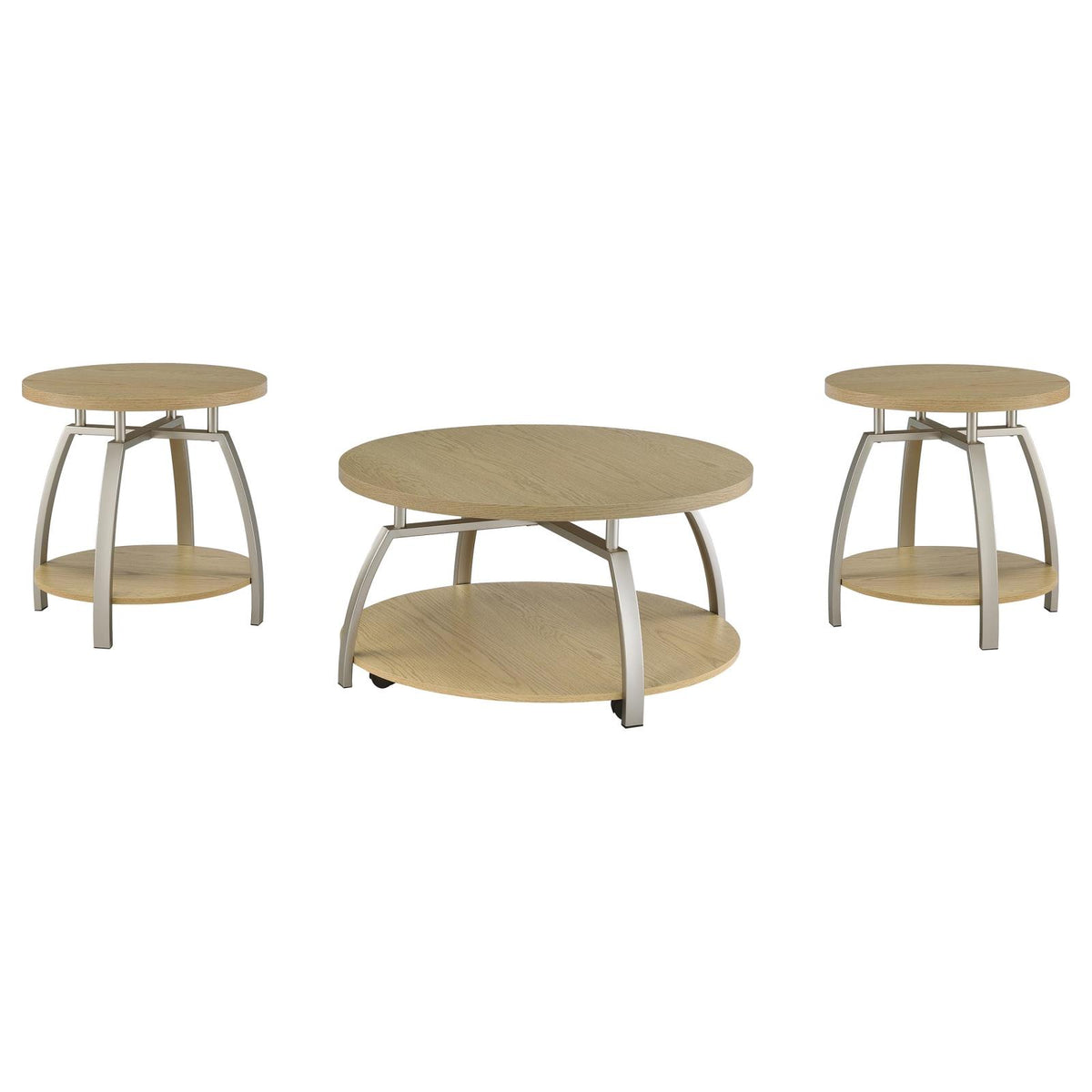 Dacre Round Coffee and End Table Set Greige