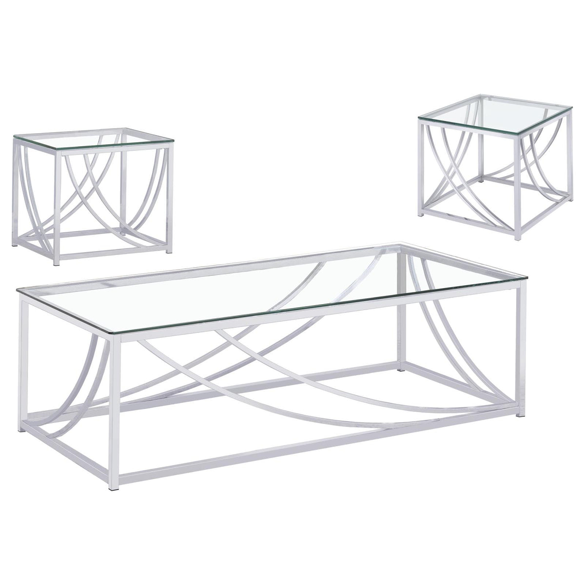 Lille Glass Top Coffee And End Table Set Chrome