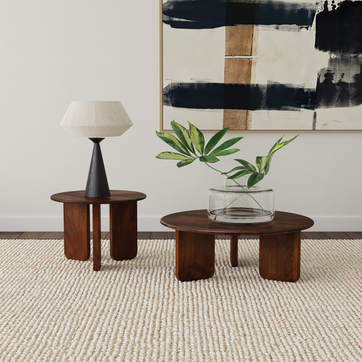 Dale Solid Wood Coffee and End Table Set Brown