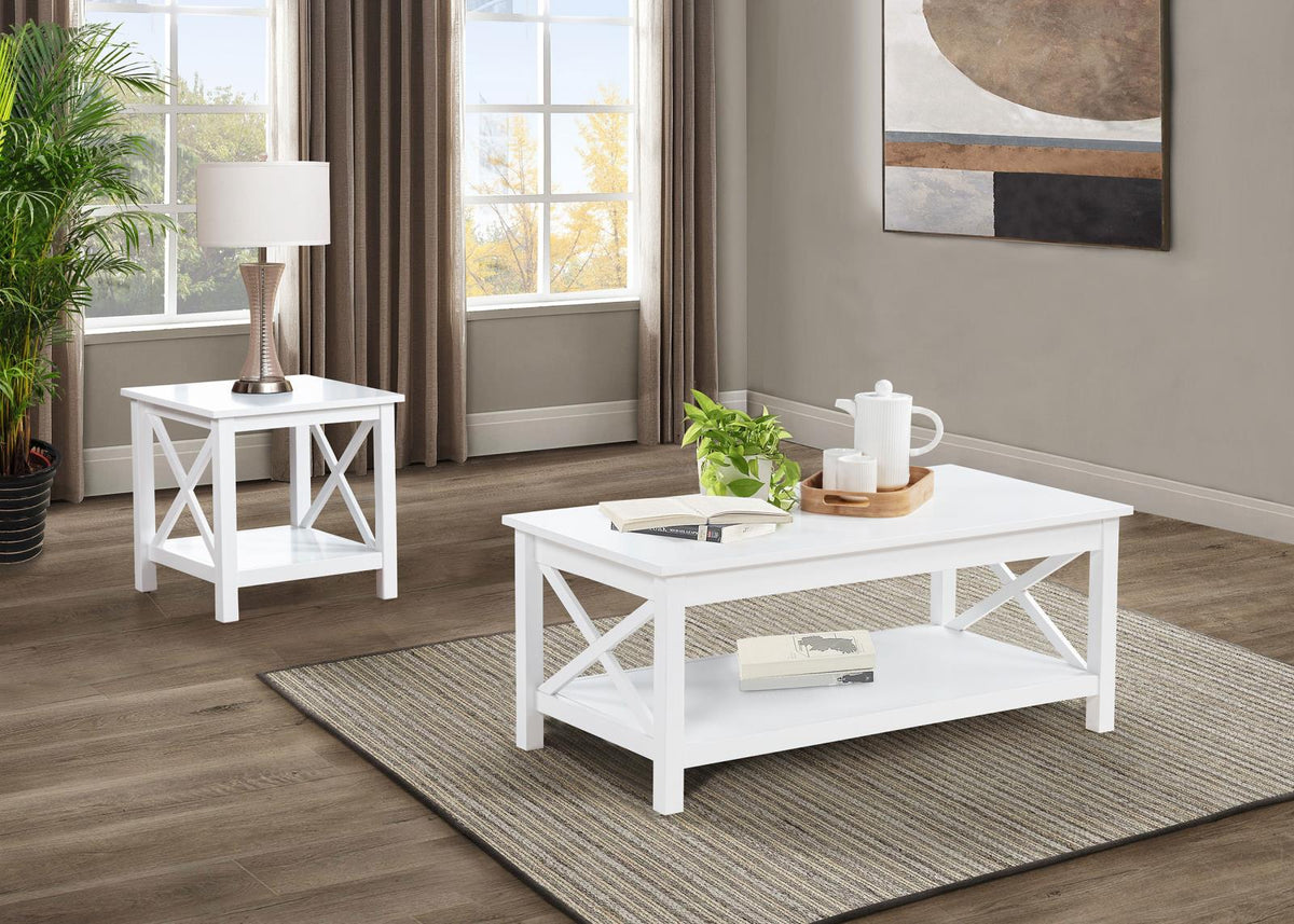 Skyview Rectangular Lift Top Coffee Table Set White