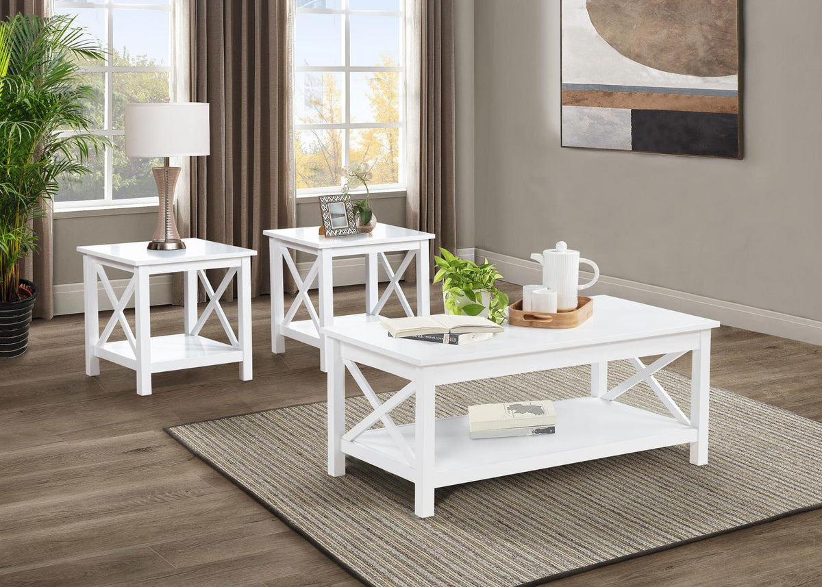Skyview Rectangular Lift Top Coffee Table Set White