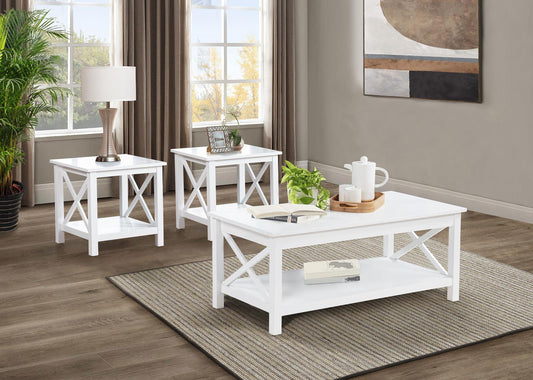 Skyview Rectangular Lift Top Coffee Table Set White