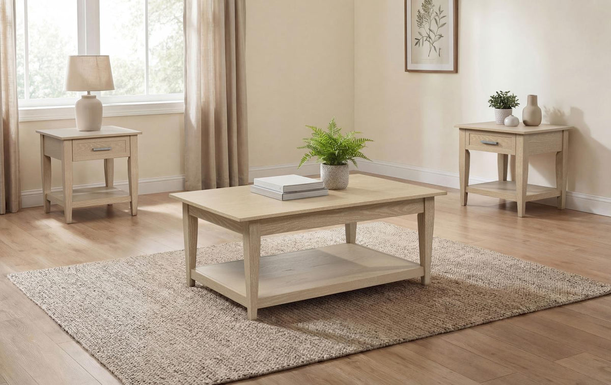 Lindenton Wood Lift-Top Coffee and End Table Set Blonde
