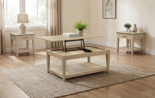 Lindenton Wood Lift-Top Coffee and End Table Set Blonde