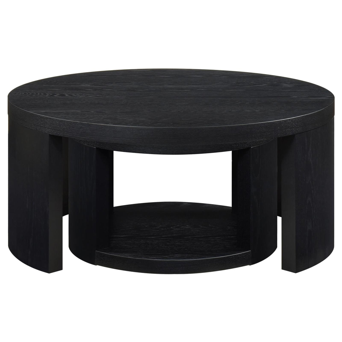 Sweeney 2-piece Round Wood Occasional Nesting Table Set Black