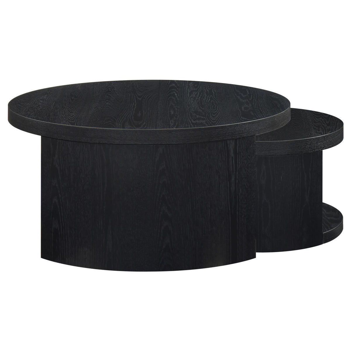 Sweeney 2-piece Round Wood Occasional Nesting Table Set Black