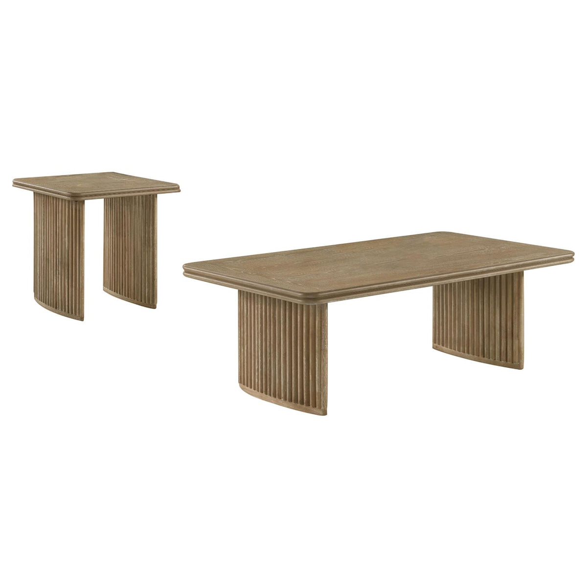 Adina Wood Coffee Table Set Distressed Light Brown