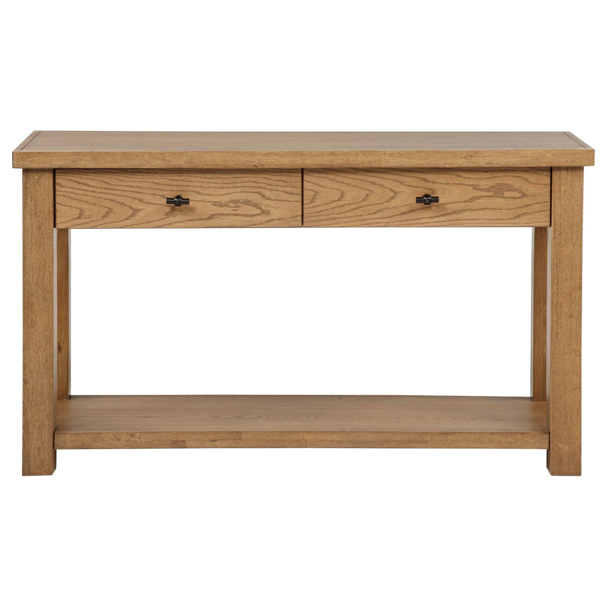 Beasley 2-Drawer Wood Console Table Golden Oak