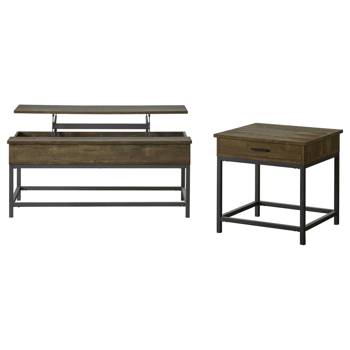 Byers Lift Top Coffee and End Table Set Brown Oak