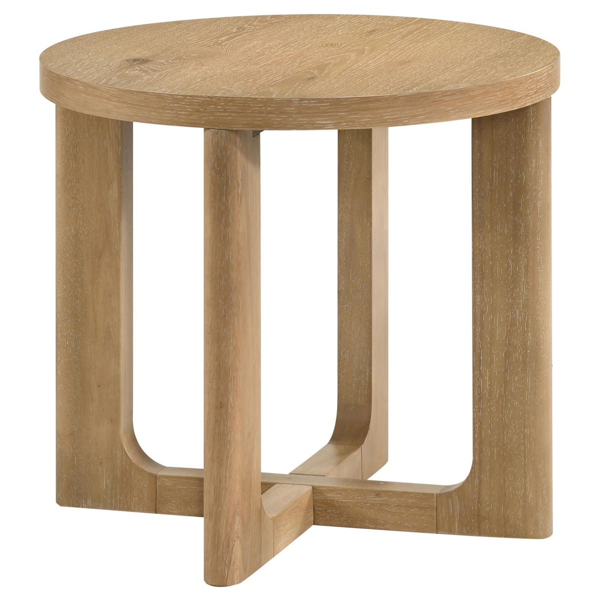 Kessler Round Sculptural Wood Coffee Table Set Light Oak