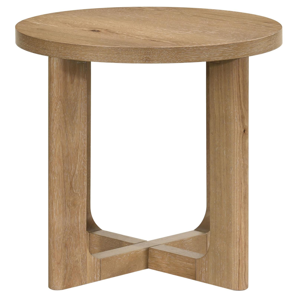 Kessler Round Sculptural Wood Coffee Table Set Light Oak