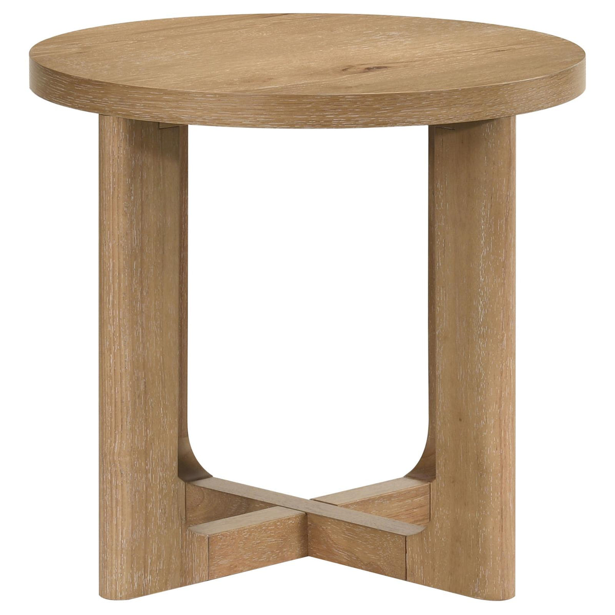Kessler Round Sculptural Wood Coffee Table Set Light Oak