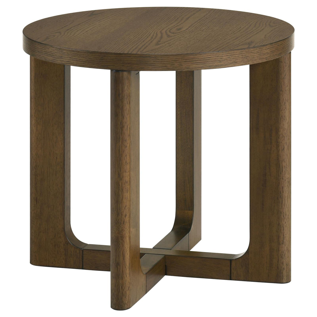 Kessler Round Sculptural Wood Coffee Table Set Brown