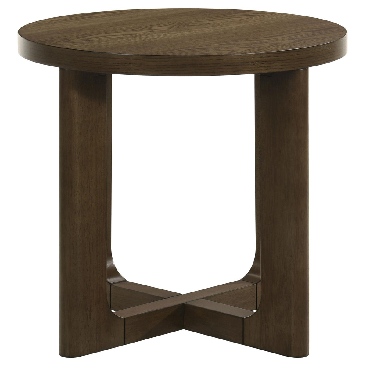 Kessler Round Sculptural Wood Coffee Table Set Brown