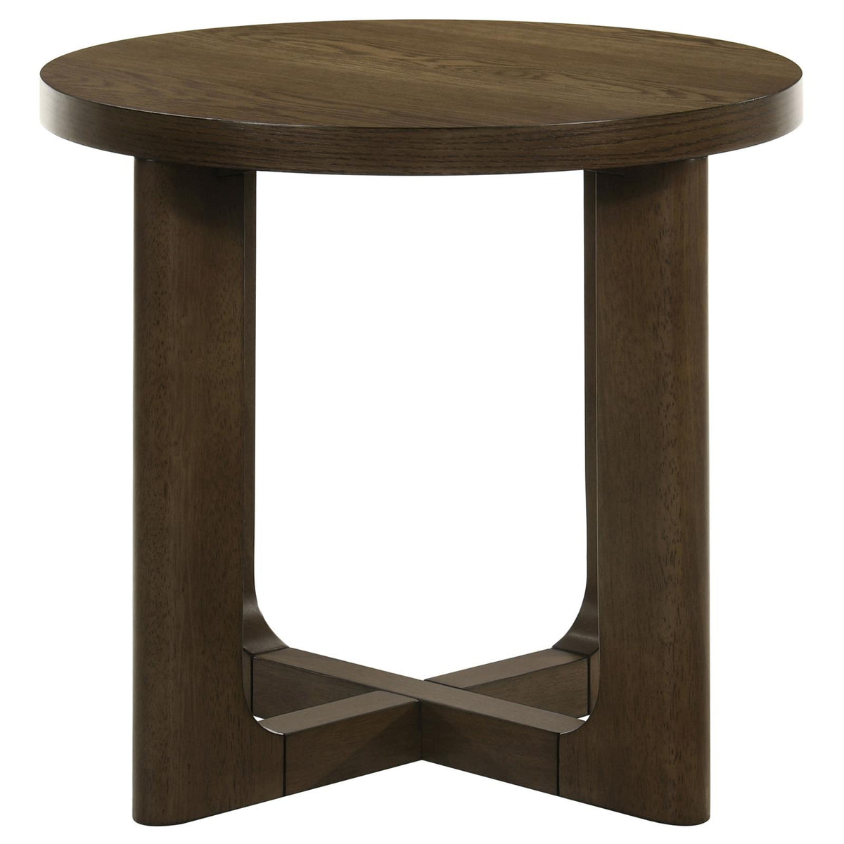 Kessler Round Sculptural Wood Coffee Table Set Brown