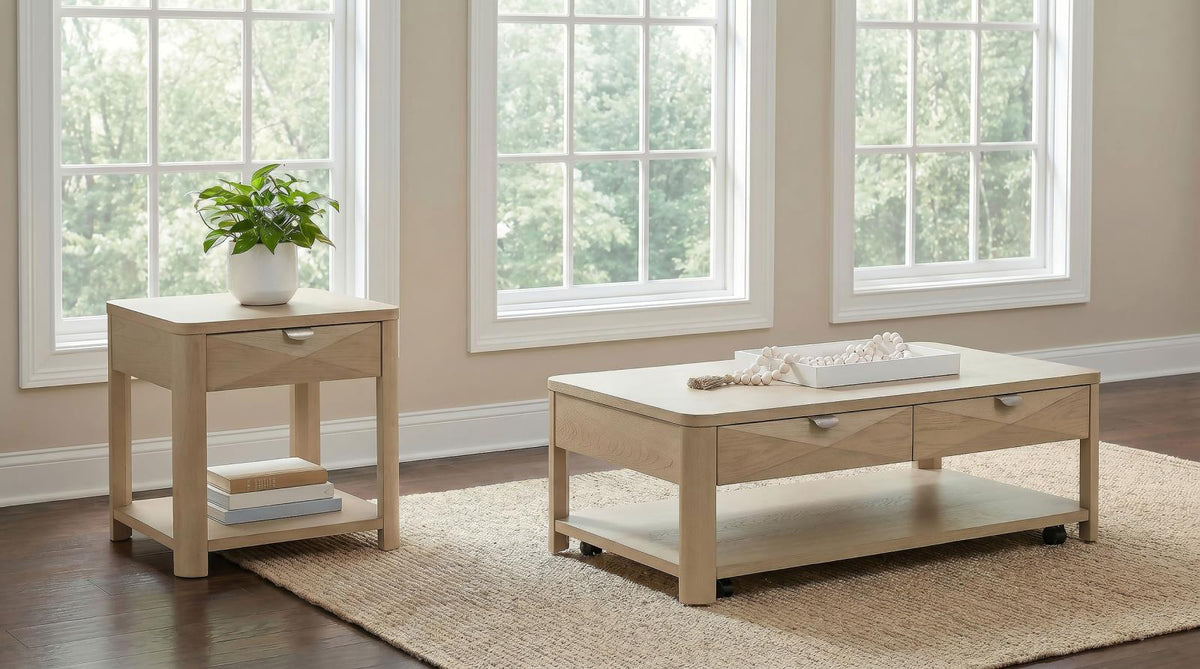 Marcelo Coffee Table Set with Storage Light Elm
