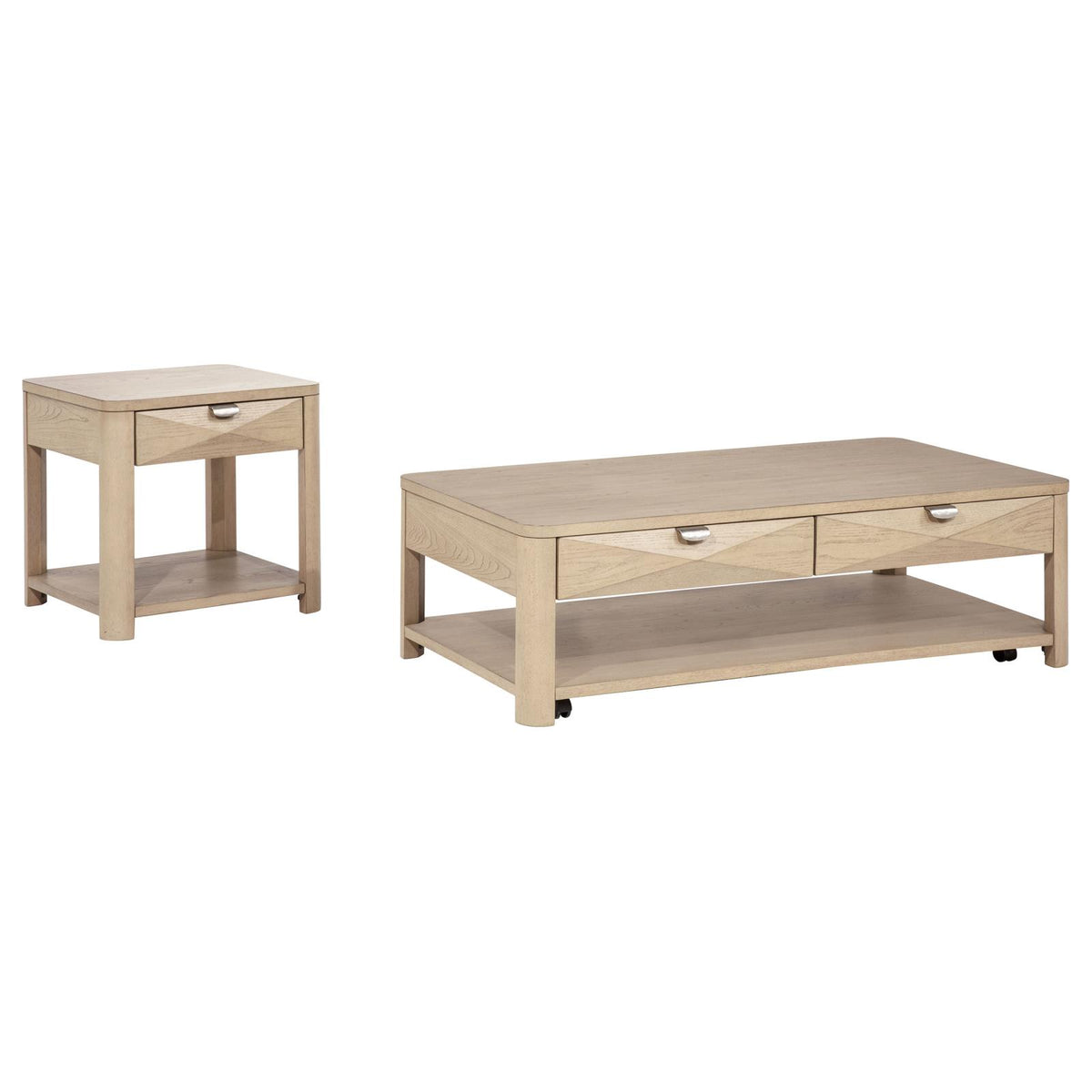 Marcelo Coffee Table Set with Storage Light Elm