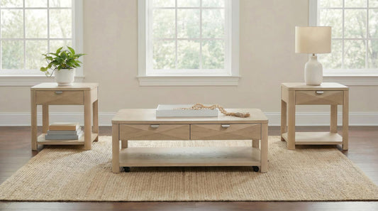 Marcelo Coffee Table Set with Storage Light Elm