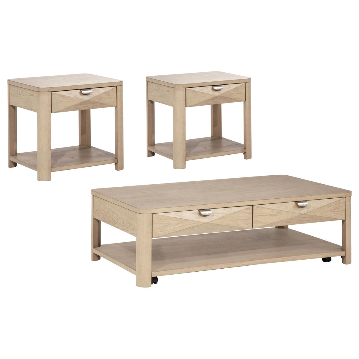 Marcelo Coffee Table Set with Storage Light Elm