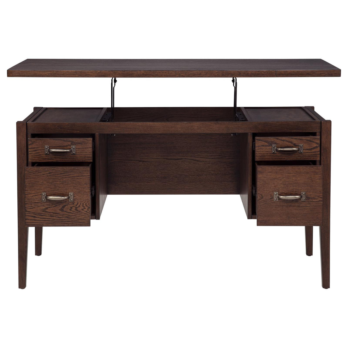 Graham 4-Drawer Lift-Top Computer Desk Walnut Brown