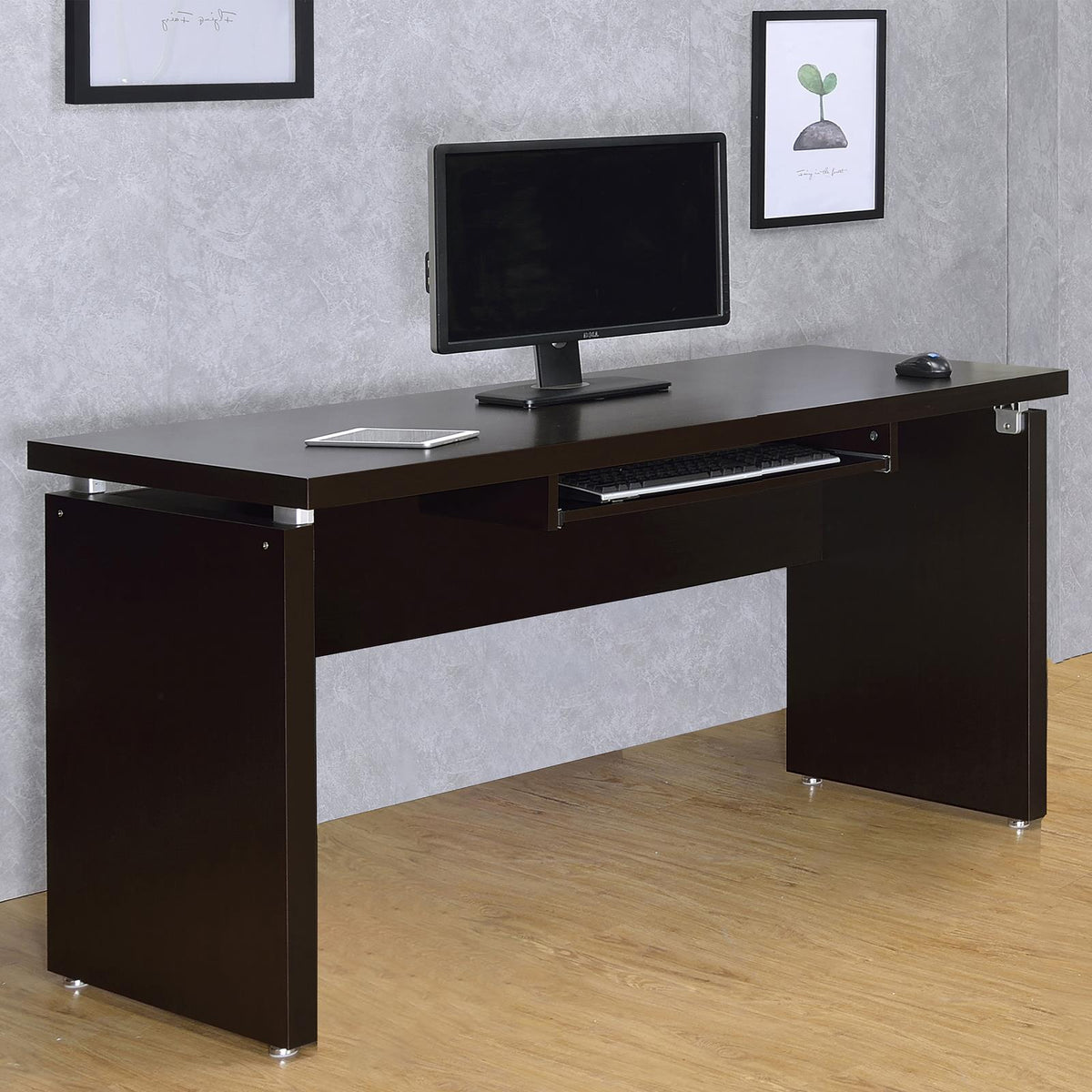 Skylar L-Shape Desk with Mobile File Cabinet Cappuccino