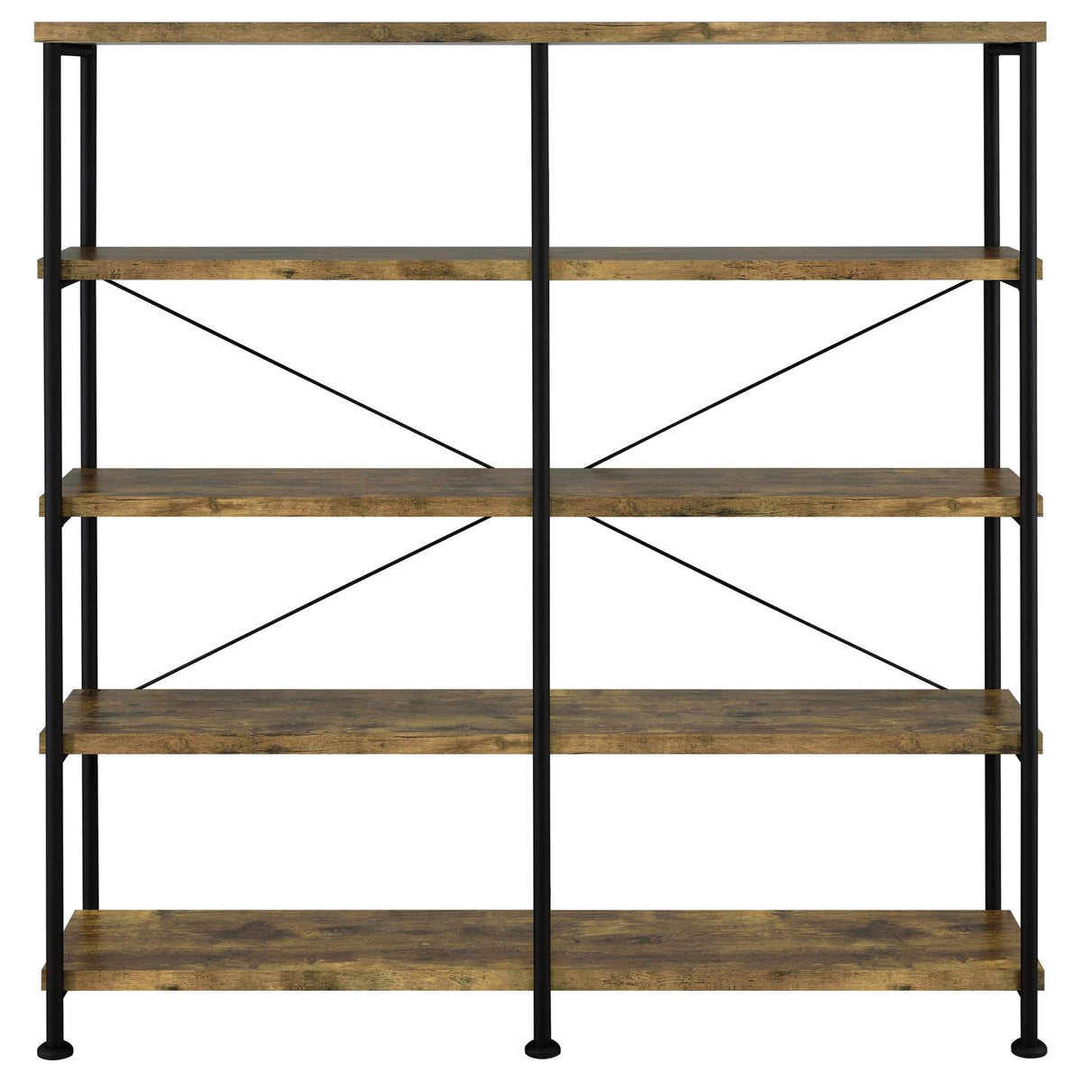 Analiese 63-inch 4-shelf Double Bookshelf Rustic Nutmeg