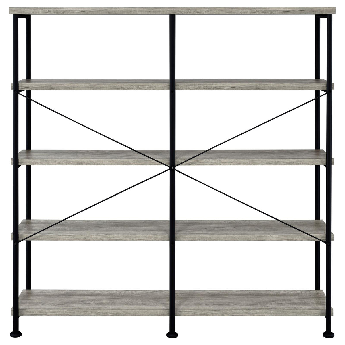 Analiese 63-inch 4-shelf Double Bookshelf Grey Driftwood