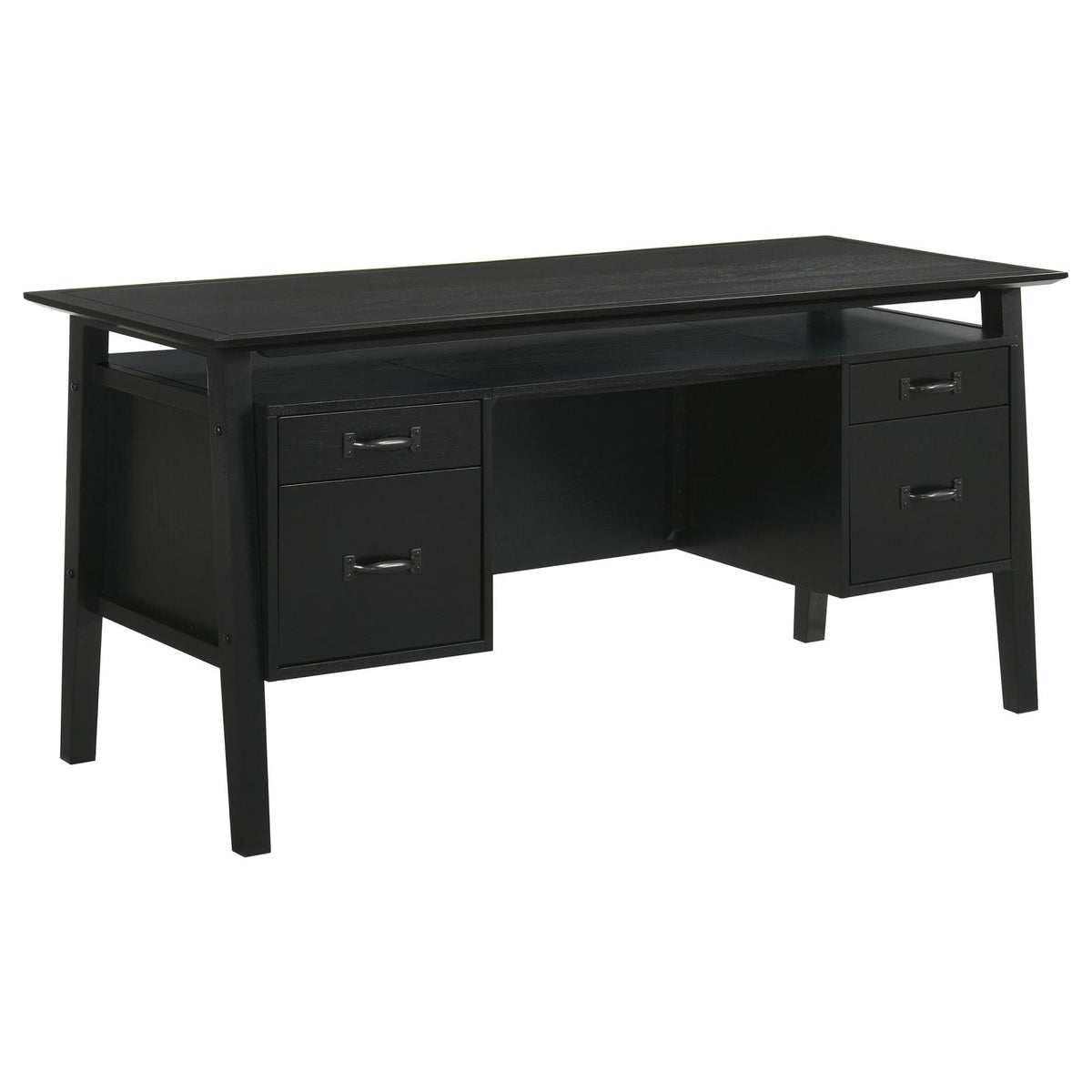 Goodson 64-inch 4-Drawer Double Pedestal Computer Desk Black