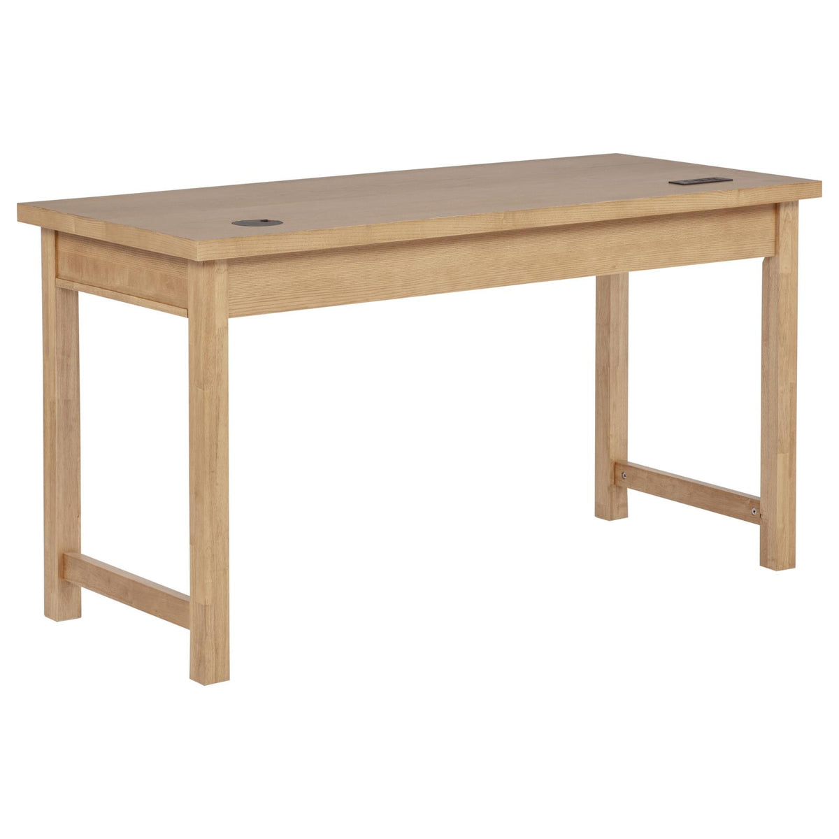 Vermes 55-inch 3-drawer Writing Desk with Power Outlet Light Ash