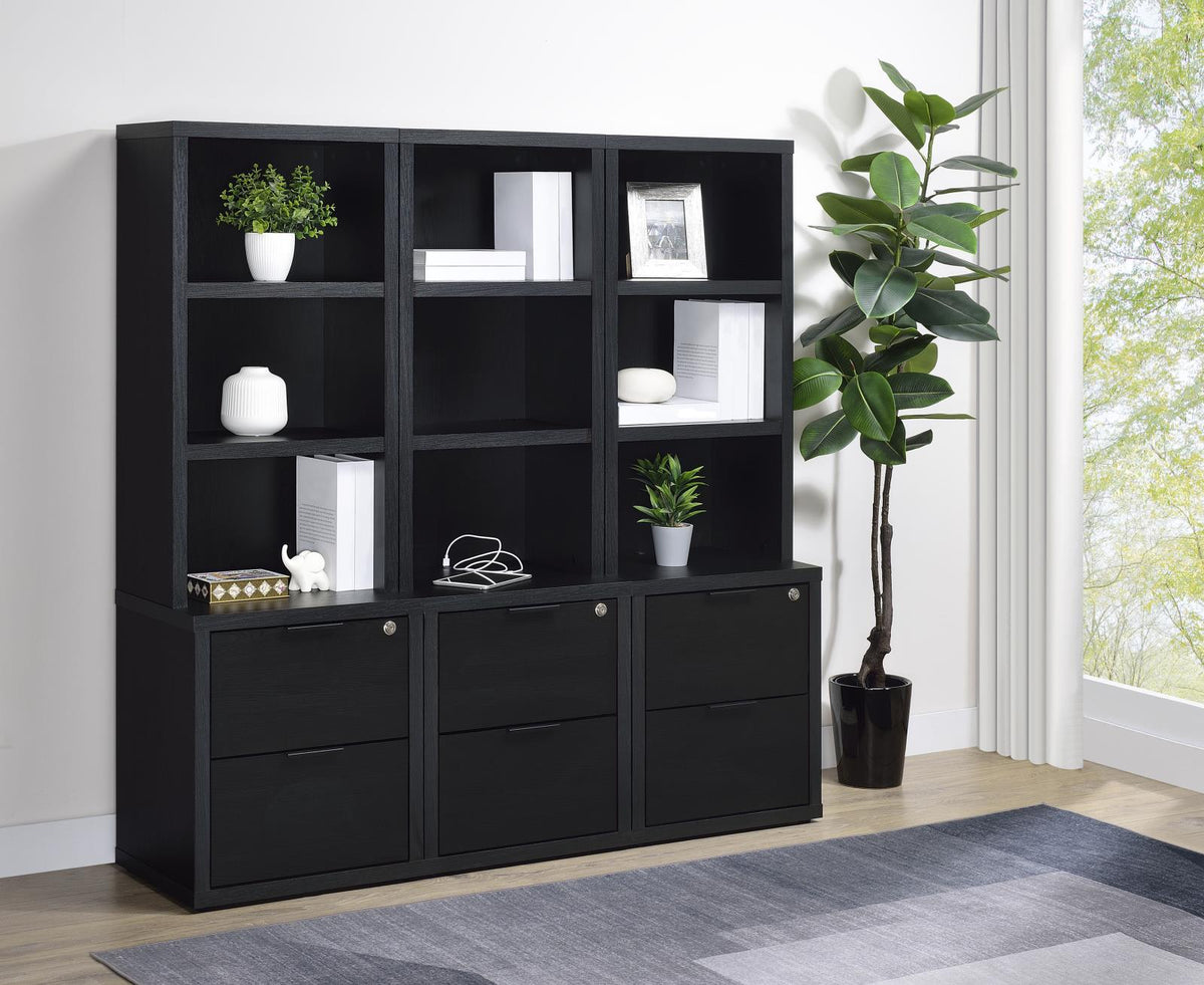 Westpark Wall Unit Bookcase Set with USB Black