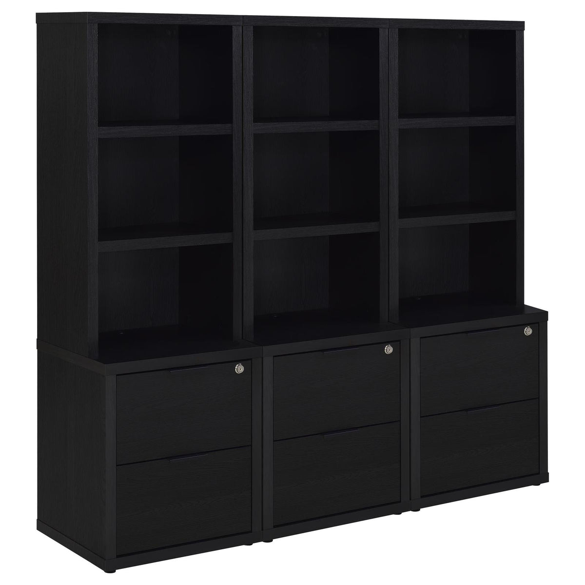 Westpark Wall Unit Bookcase Set with USB Black