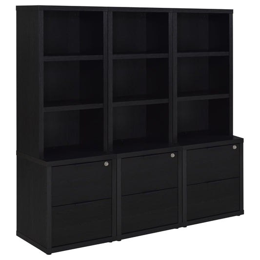 Westpark Wall Unit Bookcase Set with USB Black