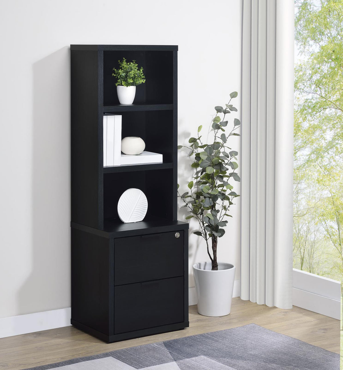Westpark Wall Unit Bookcase Set with USB Black