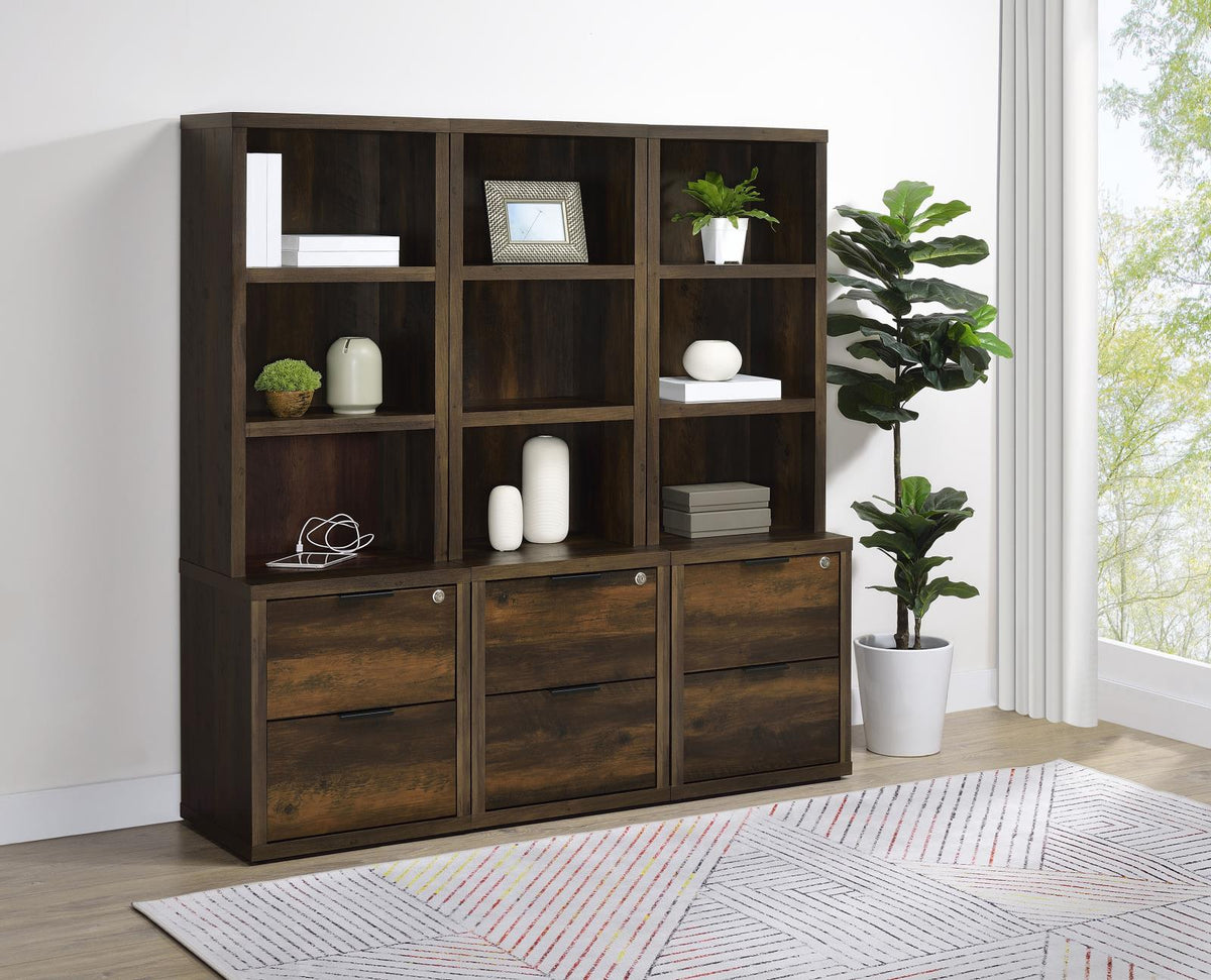 Westpark Wall Unit Bookcase Set with USB Dark Pine