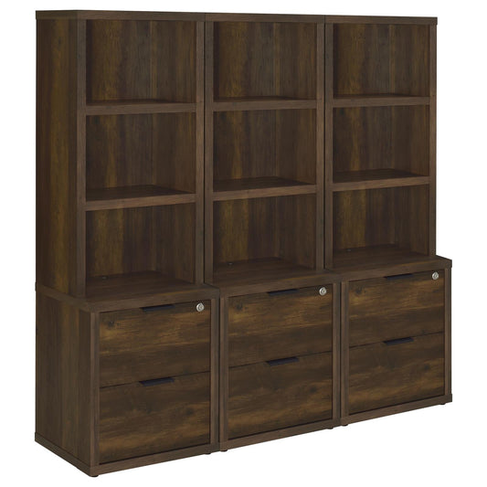 Westpark Wall Unit Bookcase Set with USB Dark Pine