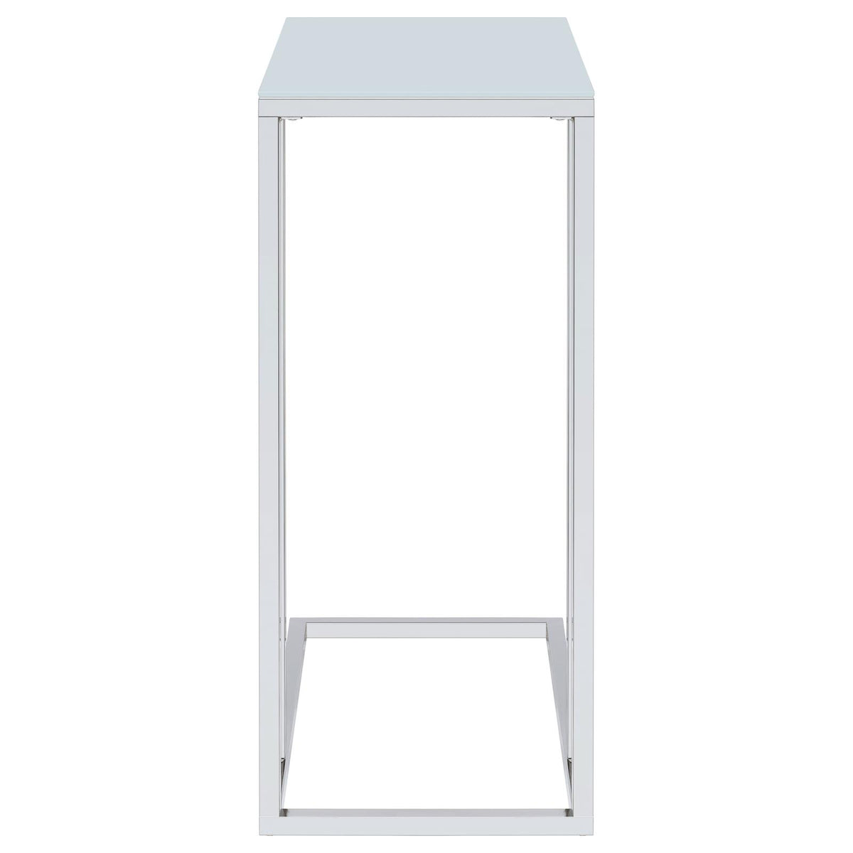 Stella White Glass Top C-Shaped Sofa Side Table Chrome