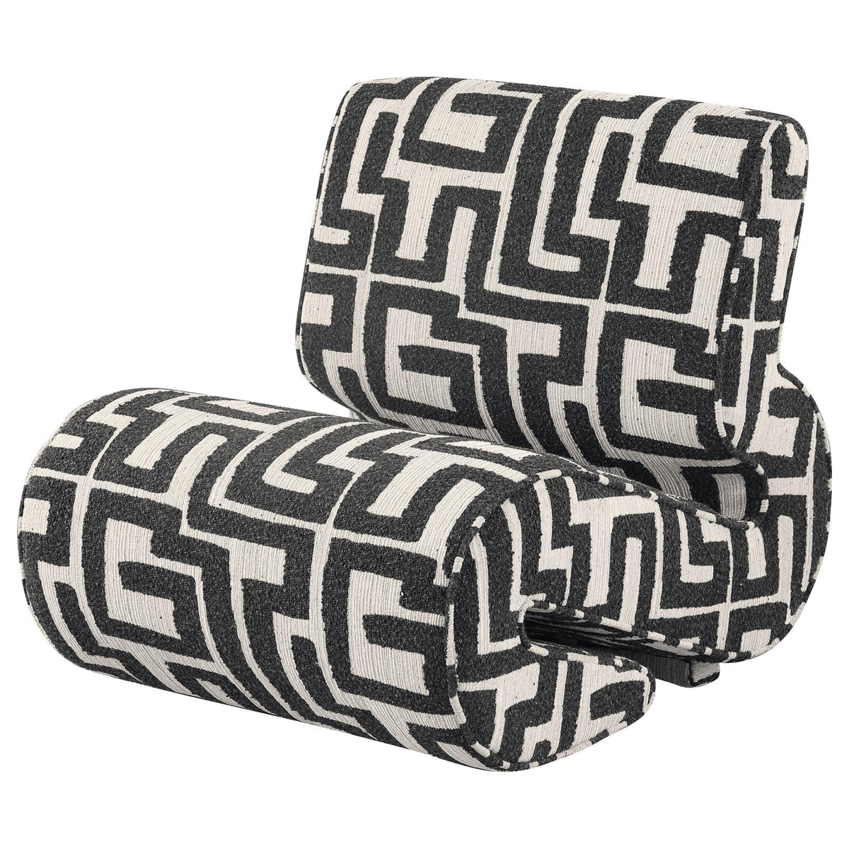 Eimer Geometric Jacquard Accent Chair Black