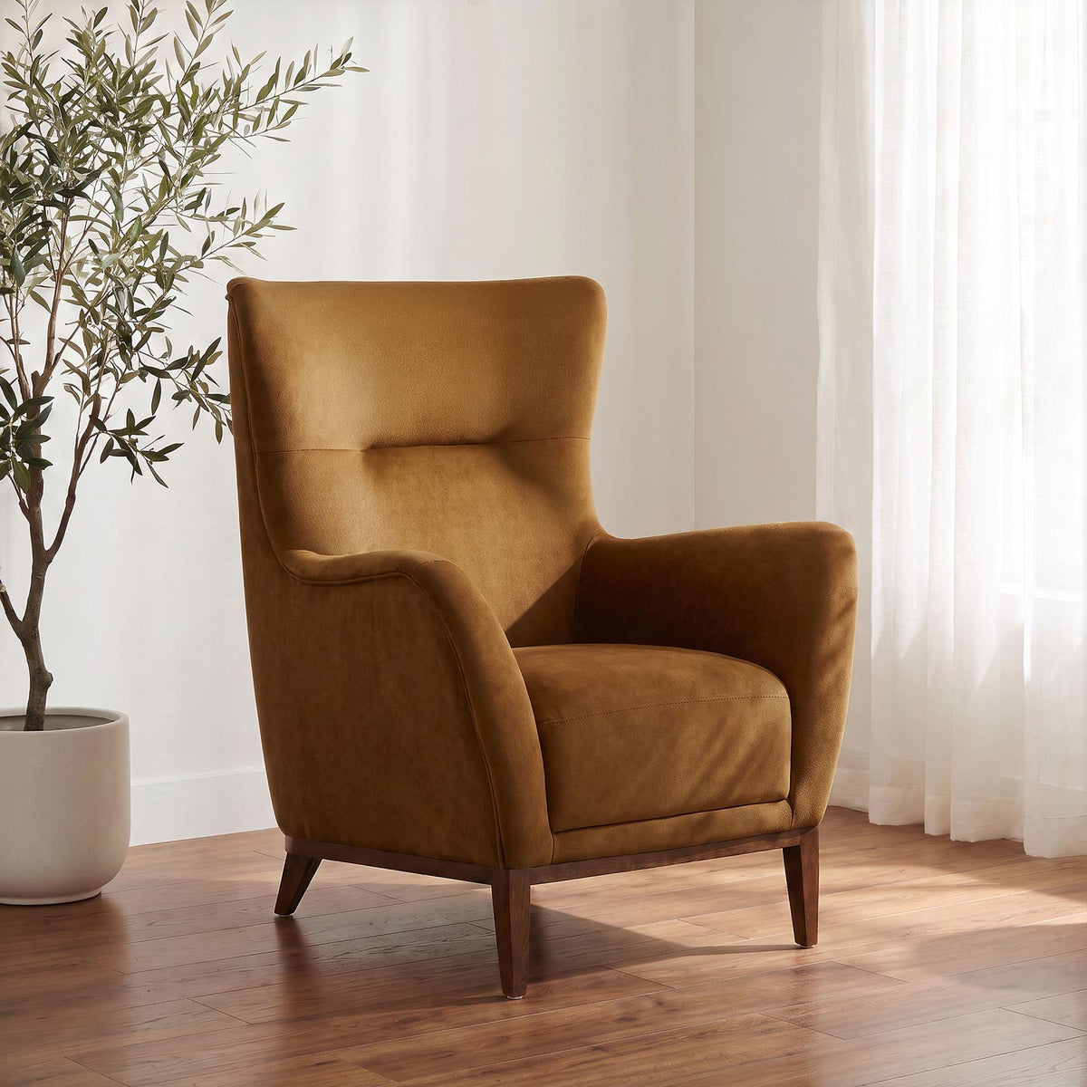 Catala Upholstered High Back Accent Chair Rust and Coffee