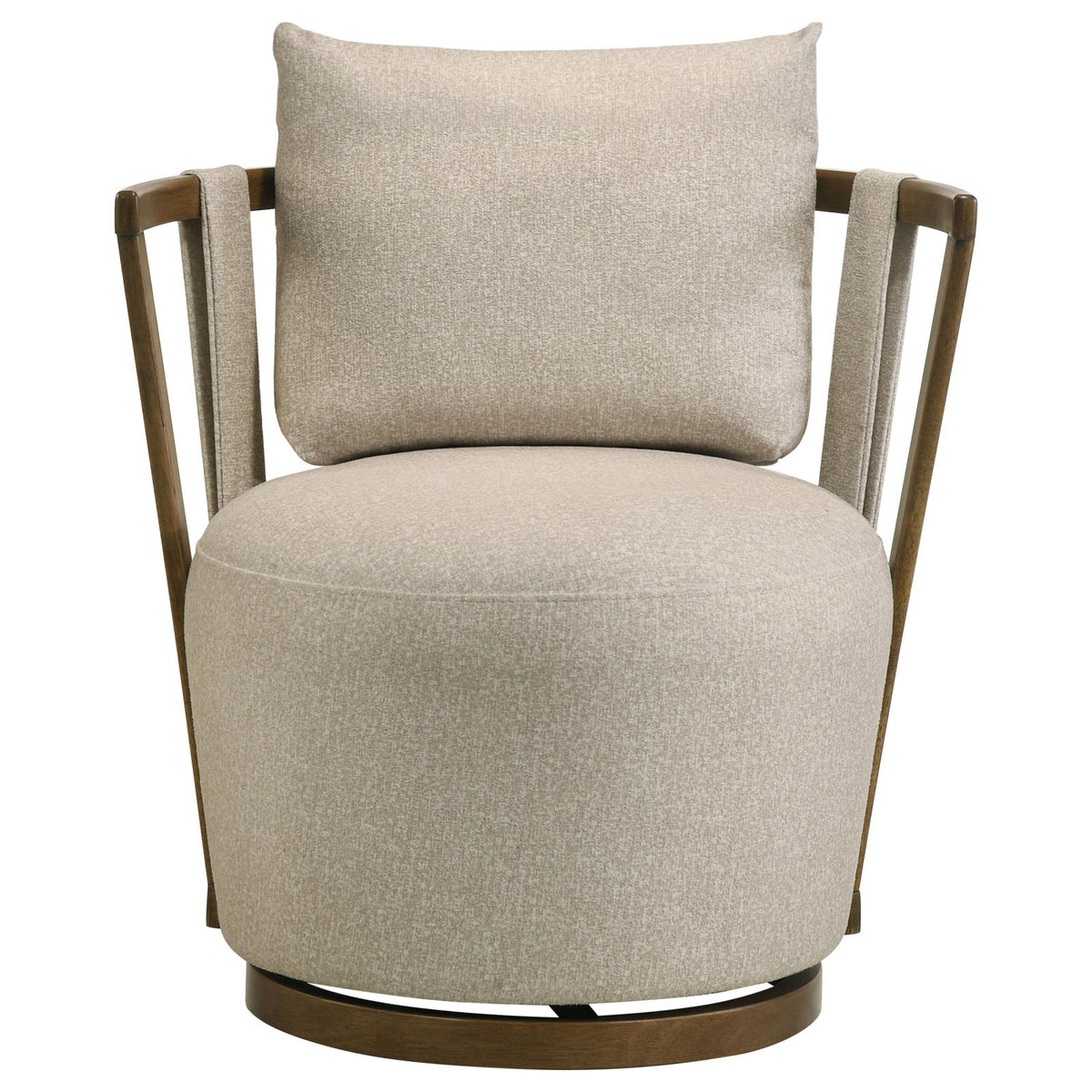 Harlowe Upholstered Swivel Accent Chair with Wood Arms Greige and Brown