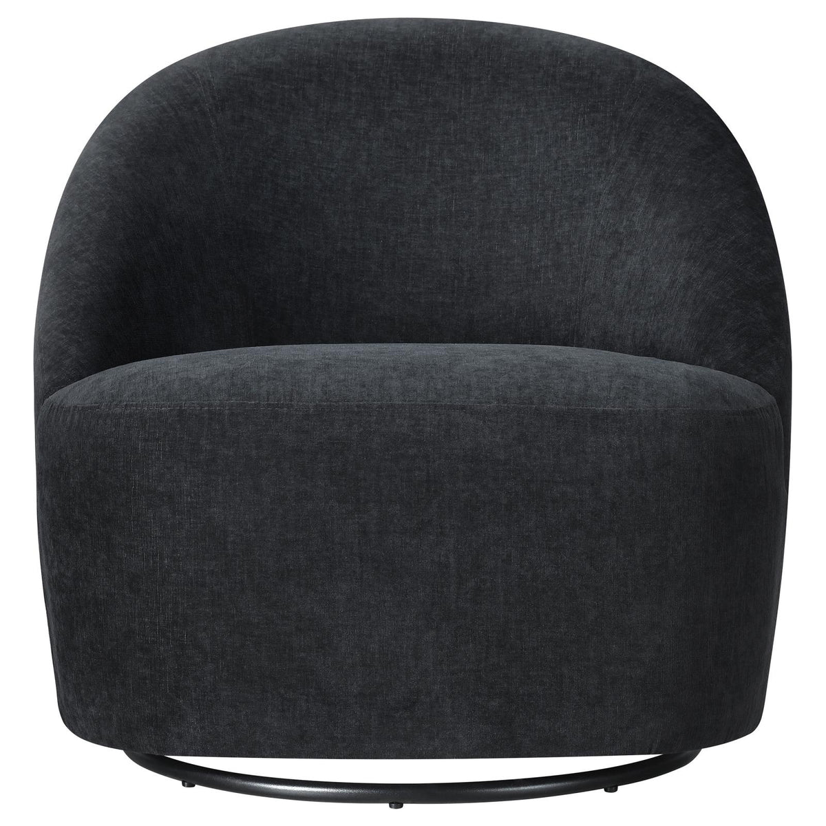 Leon Chenille Upholstered Swivel Accent Chair Black