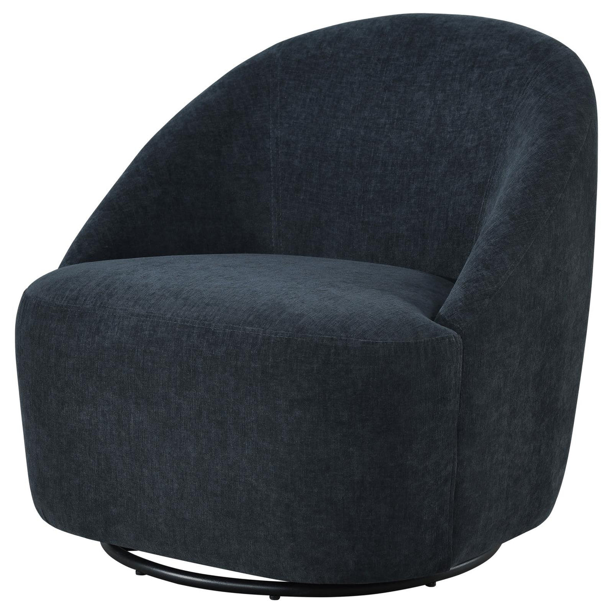 Leon Chenille Upholstered Swivel Accent Chair Black