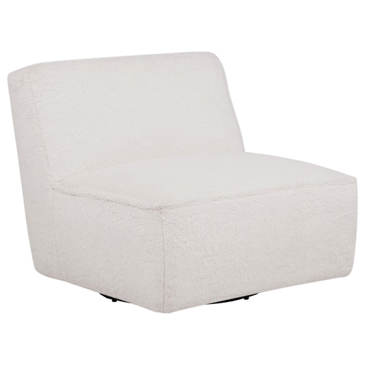 Badoer Faux Fur Swivel Accent Chair Ecru
