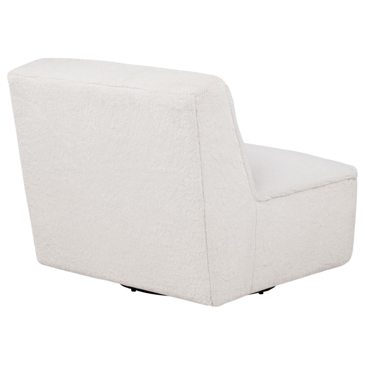 Badoer Faux Fur Swivel Accent Chair Ecru