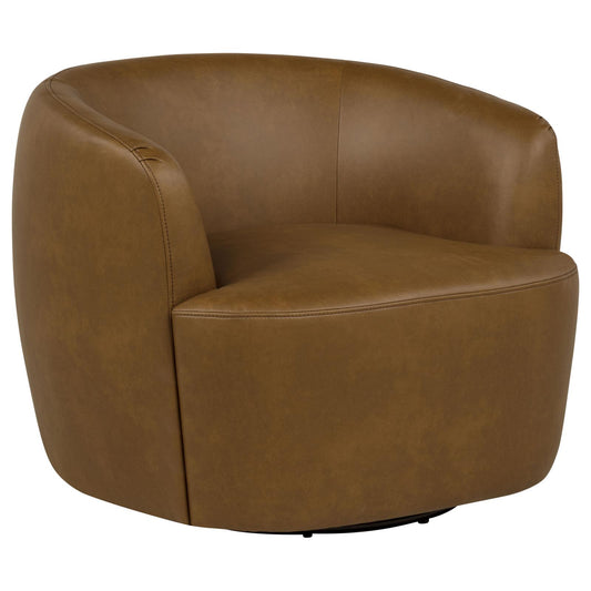 Hudson Faux Leather Swivel Accent Chair Cognac